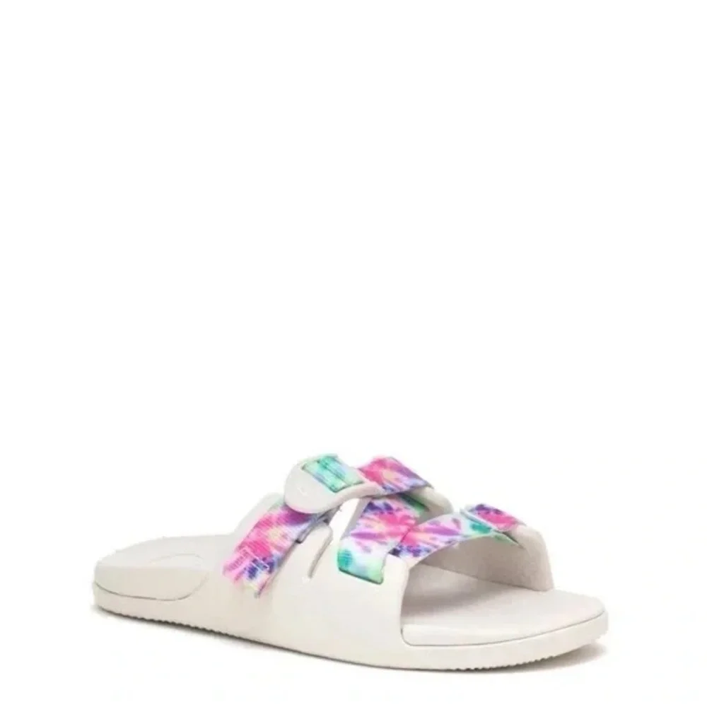 Chaco | Chillos slide sandal - kids' white tie dye boho beach summer.